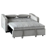 Sarantino Fenton Velvet 2-Seater Sofa Bed - Light Grey - Front View