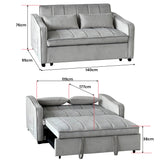 Sarantino Fenton Velvet 2-Seater Sofa Bed - Light Grey - Top-Down View