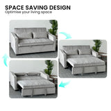 Sarantino Fenton Velvet 2-Seater Sofa Bed - Light Grey