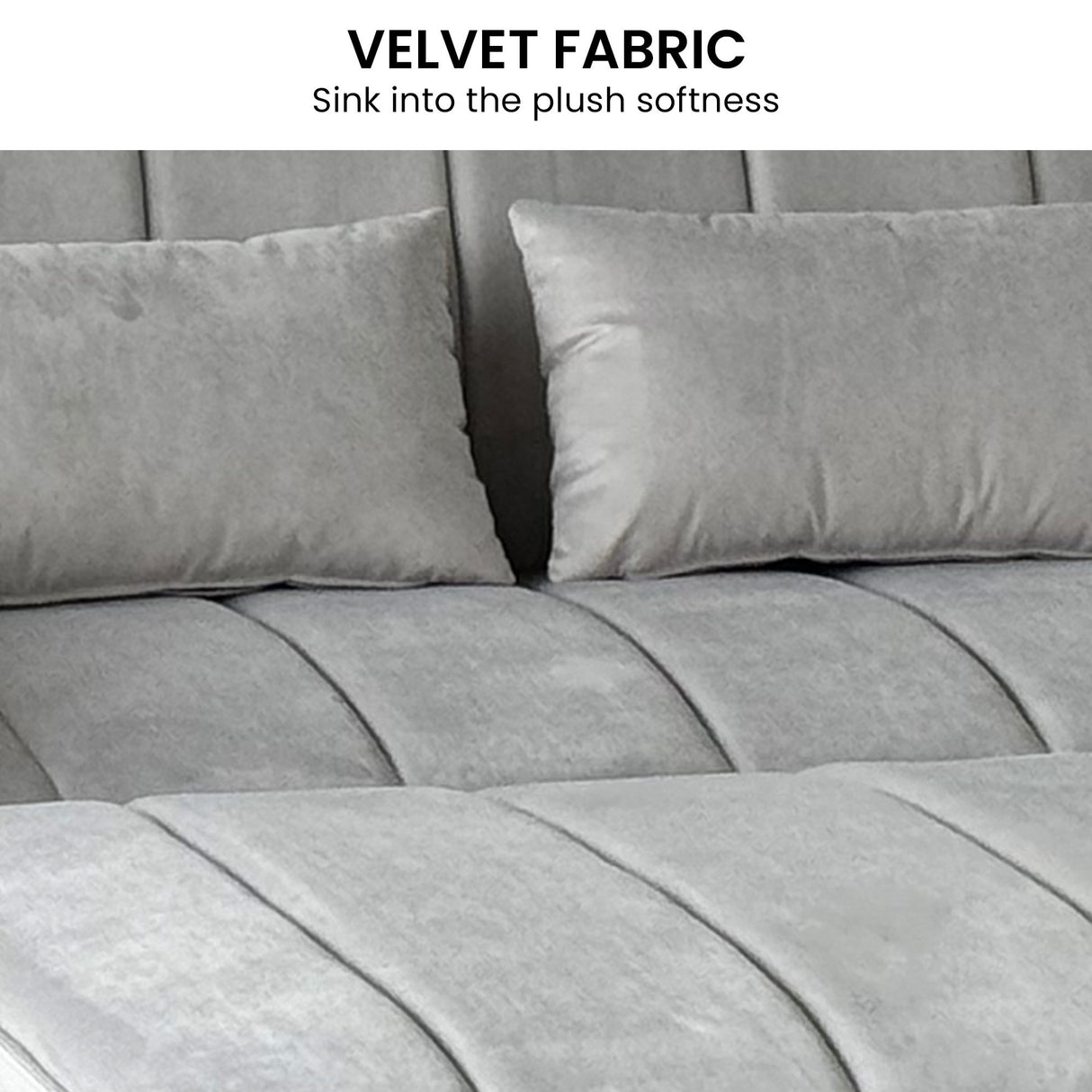 Sarantino Fenton Velvet 2-Seater Sofa Bed - Light Grey