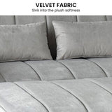 Sarantino Fenton Velvet 2-Seater Sofa Bed - Light Grey