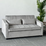 Sarantino Fenton Velvet 2-Seater Sofa Bed - Light Grey