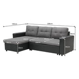 Sarantino 3-Seater Corner Sofa Bed Storage Lounge Chaise Couch Grey - Front View