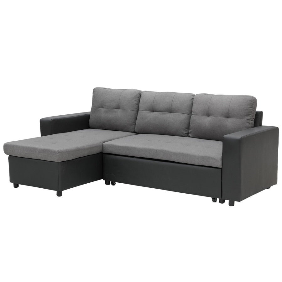 Sarantino 3-Seater Corner Sofa Bed Storage Lounge Chaise Couch Grey