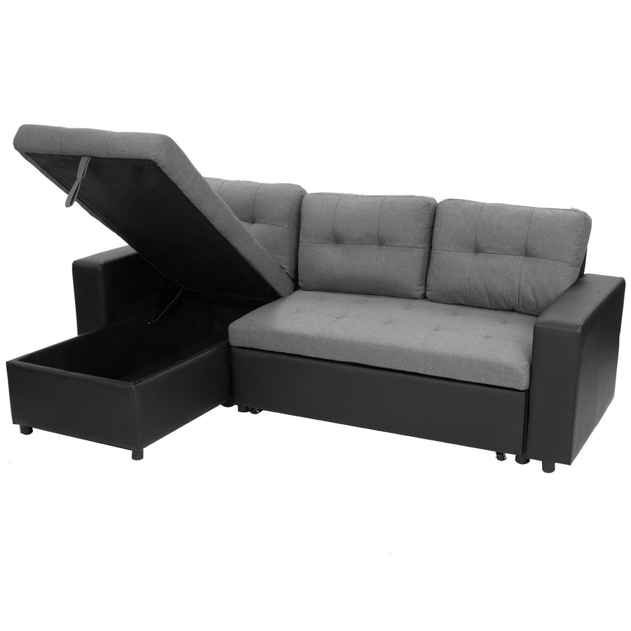 Sarantino 3-Seater Corner Sofa Bed Storage Lounge Chaise Couch Grey