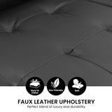 Sarantino Corner Sofa Bed Storage Chaise Couch Faux Leather Black - Extra Image