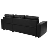 Sarantino Corner Sofa Bed Storage Chaise Couch Faux Leather Black - Rear View