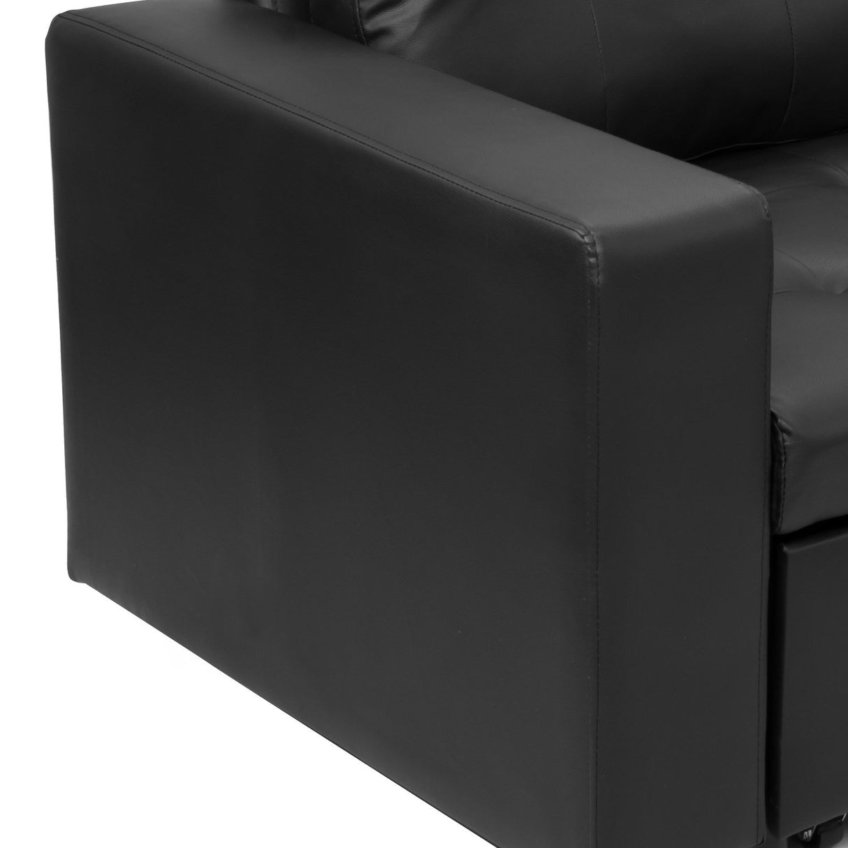 Sarantino Corner Sofa Bed Storage Chaise Couch Faux Leather Black
