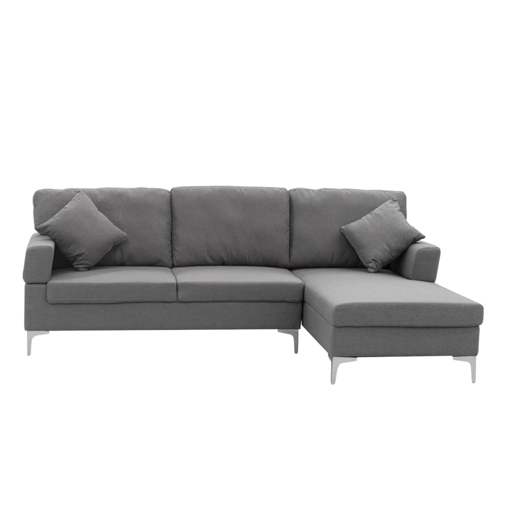 Sarantino Linen Corner Sofa Couch Lounge L-shape w/ Left Chaise D.Grey