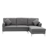 Sarantino Linen Corner Sofa Couch Lounge L-shape w/ Left Chaise D.Grey