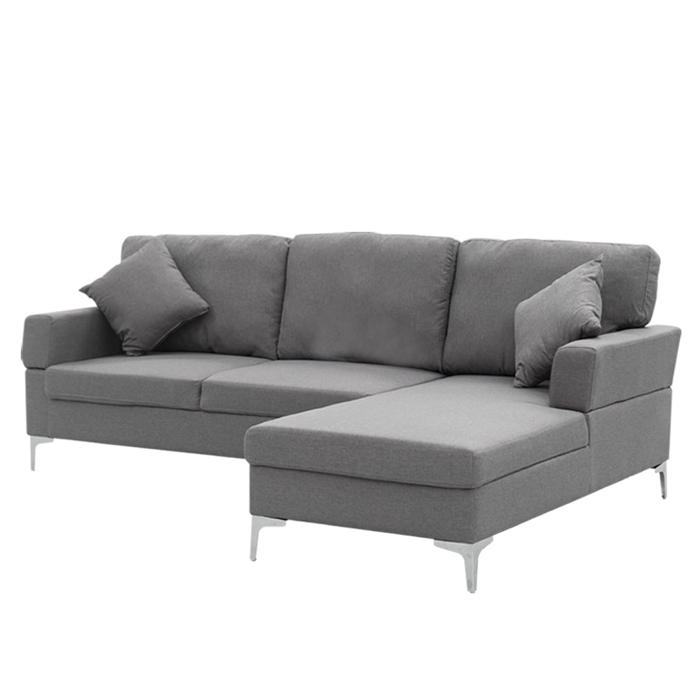 Sarantino Linen Corner Sofa Couch Lounge L-shape w/ Left Chaise D.Grey