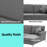 Sarantino Linen Corner Sofa Couch Lounge L-shape w/ Left Chaise D.Grey - Top-Down View