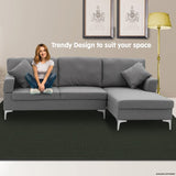 Sarantino Linen Corner Sofa Couch Lounge L-shape w/ Left Chaise D.Grey - Rear View