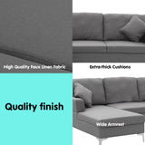 Sarantino Linen Corner Sofa Couch Lounge L-shape Right Chaise D.Grey - 45-Degree Angle