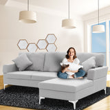 Sarantino Linen Corner Sofa Couch Lounge L-shape w/ Left Chaise L.Grey
