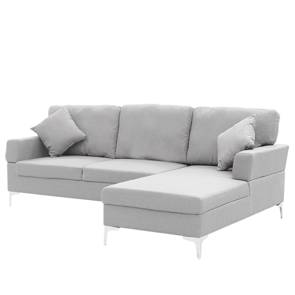 Sarantino Linen Corner Sofa Couch Lounge L-shape w/ Left Chaise L.Grey