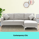 Sarantino Linen Corner Sofa Couch Lounge L-shape w/ Left Chaise L.Grey