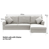 Sarantino Linen Corner Sofa Couch Lounge L-shape w/ Left Chaise L.Grey