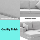 Sarantino Linen Corner Sofa Couch Lounge with Chaise Seat Light Grey