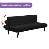 Sarantino 3-Seater Corner Sofa Bed Lounge Chaise Couch - Black