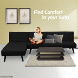 Sarantino 3-Seater Corner Sofa Bed Lounge Chaise Couch - Black - Front View