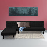 Sarantino 3-Seater Corner Sofa Bed Lounge Chaise Couch - Black - Side View