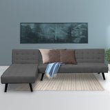 Sarantino 3-Seater Corner Wooden Sofa Bed Lounge Chaise Sofa Dark Grey