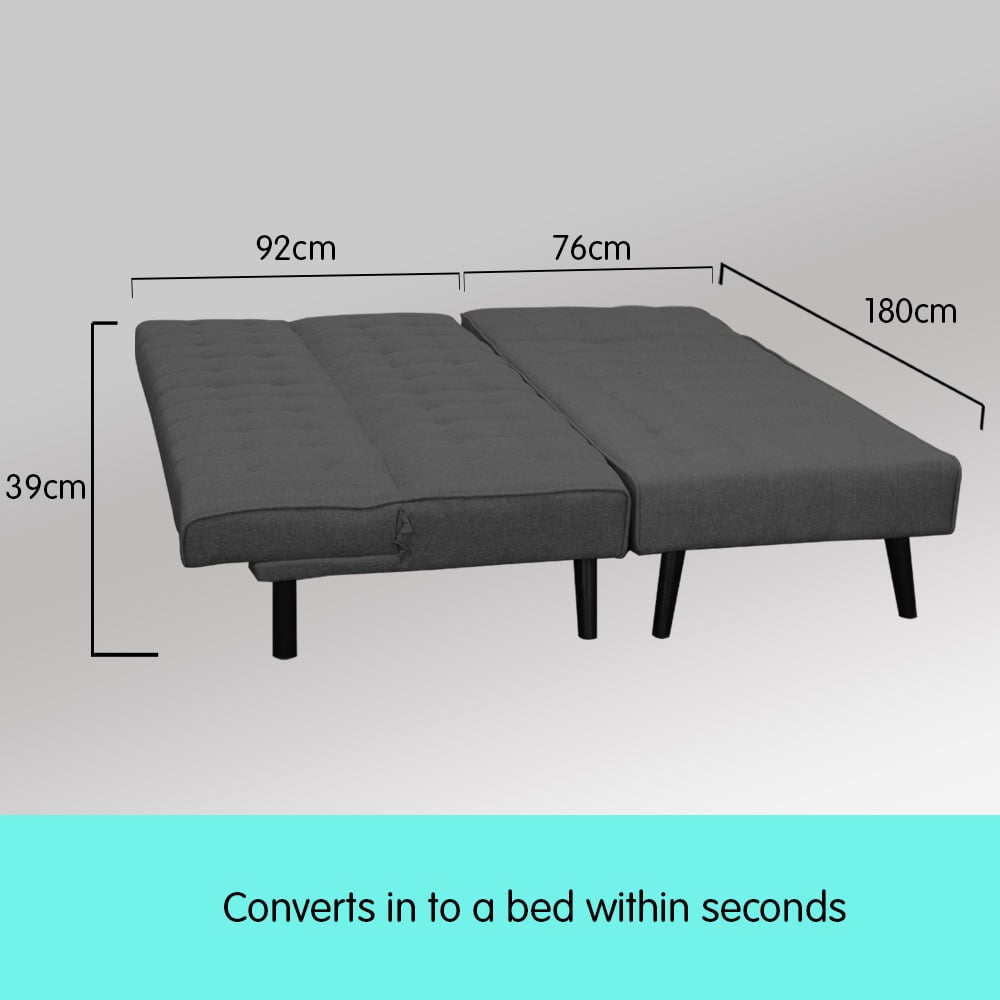 Sarantino 3-Seater Corner Wooden Sofa Bed Lounge Chaise Sofa Dark Grey