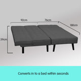 Sarantino 3-Seater Corner Wooden Sofa Bed Lounge Chaise Sofa Dark Grey