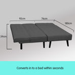Sarantino 3-Seater Corner Wooden Sofa Bed Lounge Chaise Sofa Dark Grey