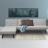 Sarantino 3-Seater Corner Wood Sofa Bed Lounge Chaise Sofa Light Grey