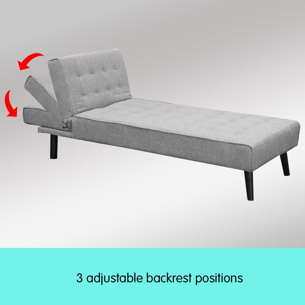 Sarantino 3-Seater Corner Wood Sofa Bed Lounge Chaise Sofa Light Grey