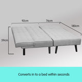 Sarantino 3-Seater Corner Wood Sofa Bed Lounge Chaise Sofa Light Grey