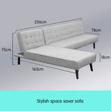 Sarantino 3-Seater Corner Wood Sofa Bed Lounge Chaise Sofa Light Grey - Side View