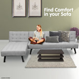 Sarantino 3-Seater Corner Wood Sofa Bed Lounge Chaise Sofa Light Grey - Front View