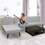 Sarantino 3-Seater Corner Wood Sofa Bed Lounge Chaise Sofa Light Grey - 45-Degree Angle