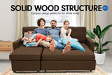 Sarantino 3-Seater Corner Sofa Bed Lounge Storage Chaise Couch Brown - Close-Up Angle