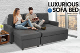 Sarantino 3-Seater Corner Sofa Bed Lounge Storage Chaise Couch Grey