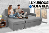 Sarantino 3-Seater Corner Sofa Bed Lounge Storage Chaise Couch L.Grey