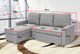 Sarantino 3-Seater Corner Sofa Bed Lounge Storage Chaise Couch L.Grey - 45-Degree Angle