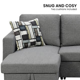 Fontana Pullout Sofa Bed with Storage Chaise Lounge Sarantino - Grey