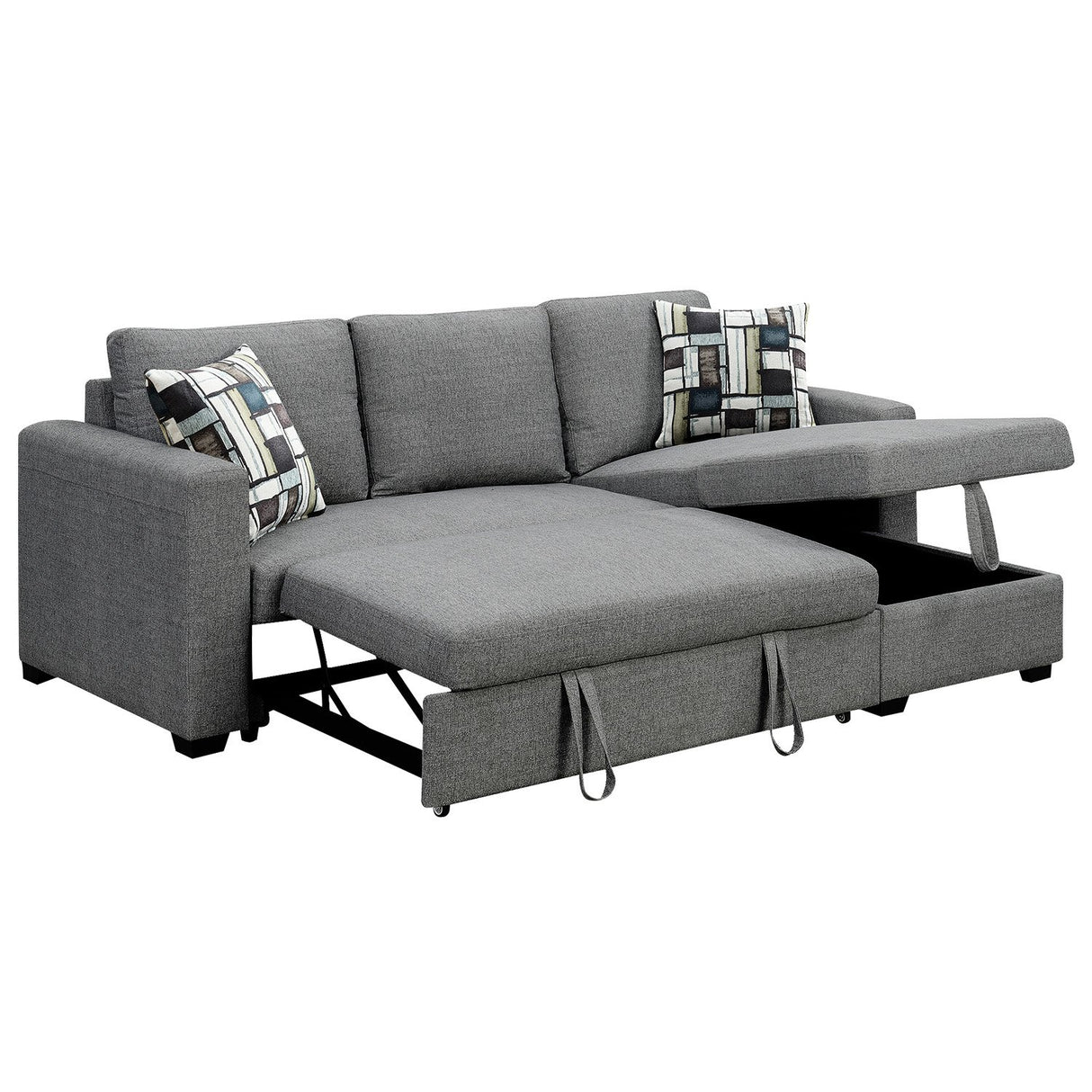 Fontana Pullout Sofa Bed with Storage Chaise Lounge  Sarantino - Grey