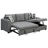 Fontana Pullout Sofa Bed with Storage Chaise Lounge  Sarantino - Grey - 45-Degree Angle