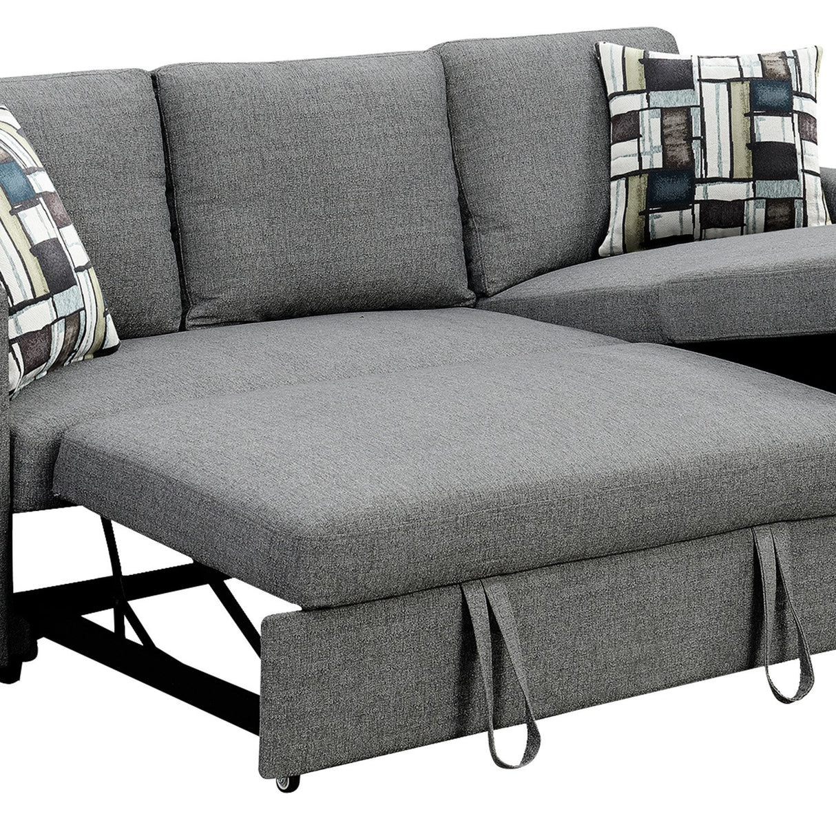 Fontana Pullout Sofa Bed with Storage Chaise Lounge  Sarantino - Grey