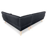Faux Linen Corner Wooden Sofa Futon Lounge L-shaped with Chaise Black