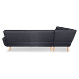 Faux Linen Corner Wooden Sofa Futon Lounge L-shaped with Chaise Black