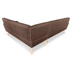 Faux Linen Corner Wooden Sofa Lounge L-shaped Futon with Chaise Brown