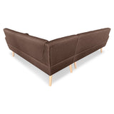 Faux Linen Corner Wooden Sofa Lounge L-shaped Futon with Chaise Brown - Side View