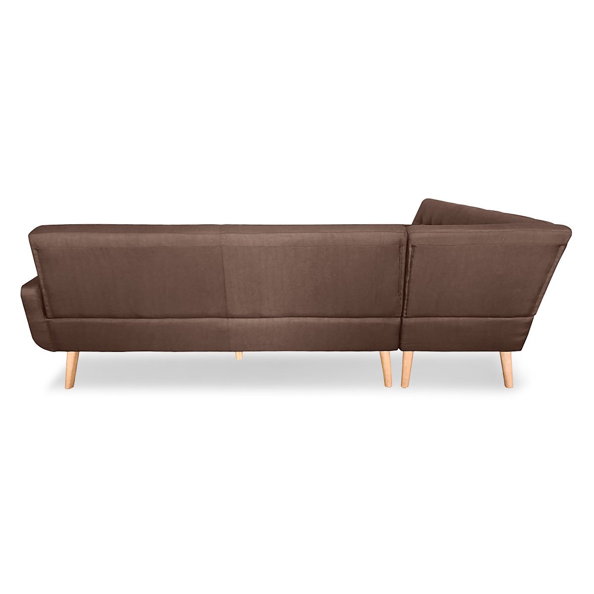Faux Linen Corner Wooden Sofa Lounge L-shaped Futon with Chaise Brown