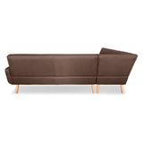 Faux Linen Corner Wooden Sofa Lounge L-shaped Futon with Chaise Brown - Top-Down View